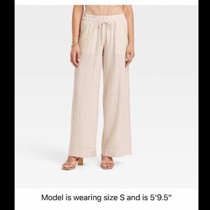 Target High-Rise Wide Leg Linen Pull-On
Pants - A New Day Cream Striped M